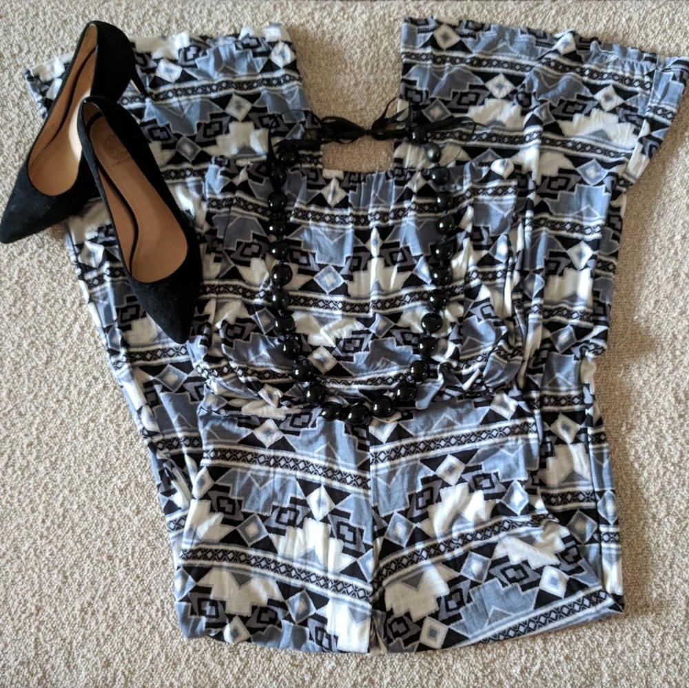 Aztec Pattern Strapless Jumpsuit, Size - S